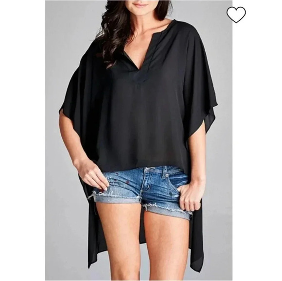 {Caramela} Vivien Palm Print Kimono Tunic Blouse - Picture 11 of 11